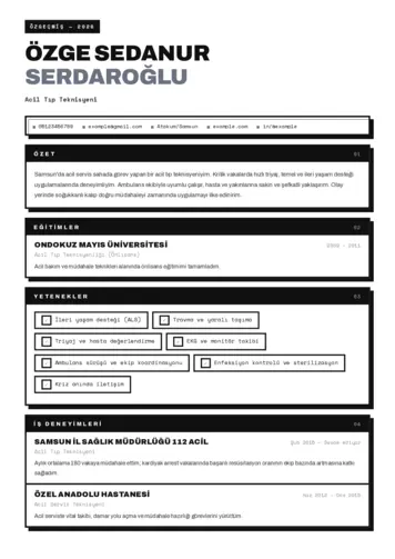 Acil Tıp Teknisyeni CV Örnekleri cv indir